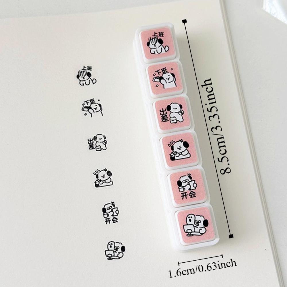 Kawaii 6 Designs Decorative Stamps Diy Crafts Cartoon Scrapbooking Stamp Multipurpose Press Inkpad Stamps Journal Planner