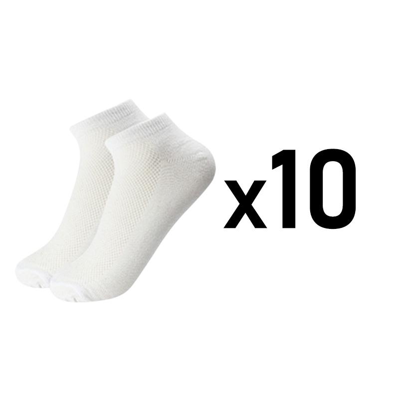 10 Pairs/Lot Breathable Men's Socks Short Ankle Elastic Solid Color Mesh Cotton Business Unisex Sock Plus Size EU38-46