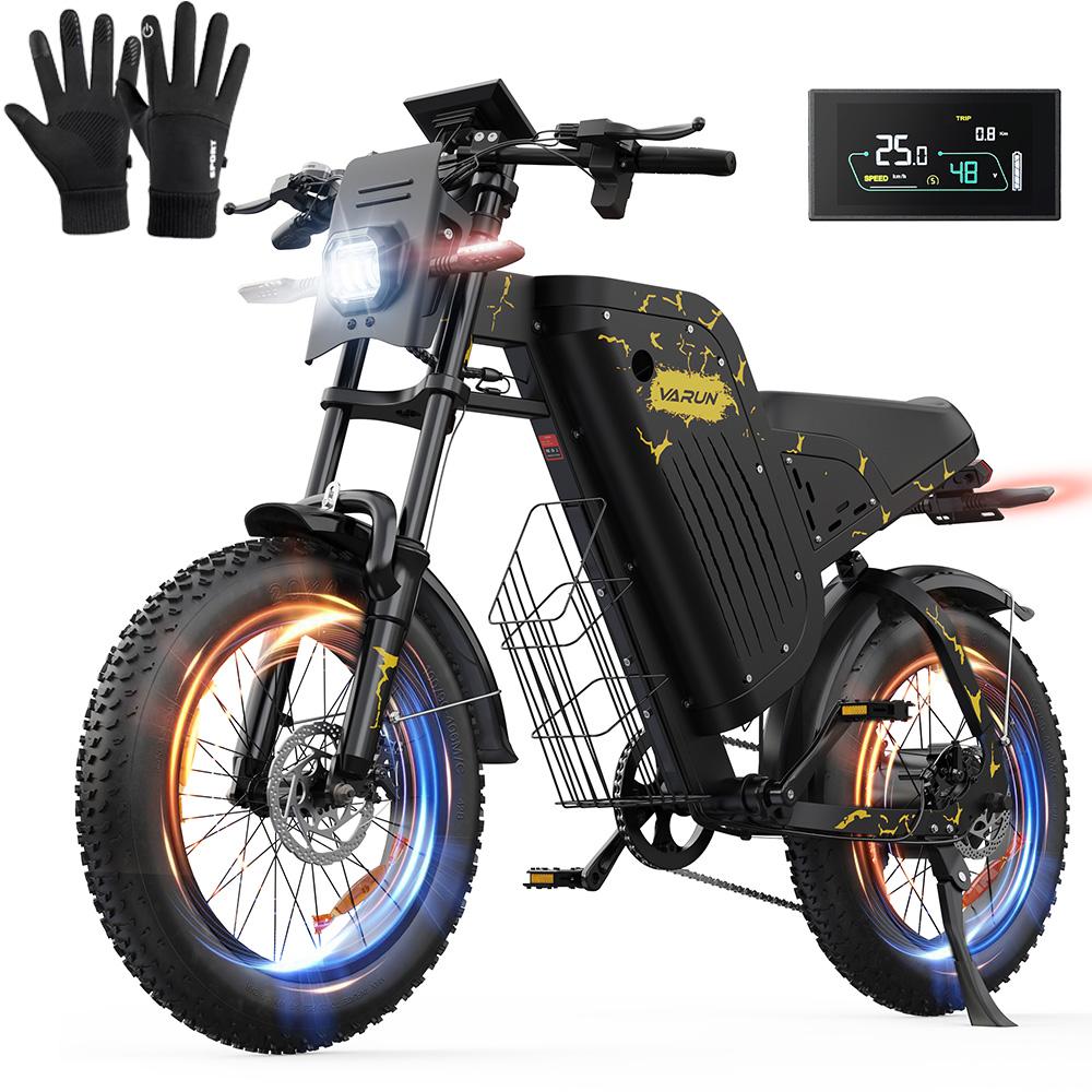 Elektrofahrrad VARUN 20" 1000W Motor Erwachsenen E-Bike 48V 20.8AH Höchstgeschwindigkeit 45 km/h Vollfederung 7 Gänge Zuladung 150 kg X-Plorer Raptor