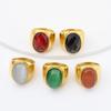 Men's/Women 316LStainless/Titanium Steel Onyx Texture Gilded Rings Classic Fashion Trend Jewelry Eco-Friendly Material