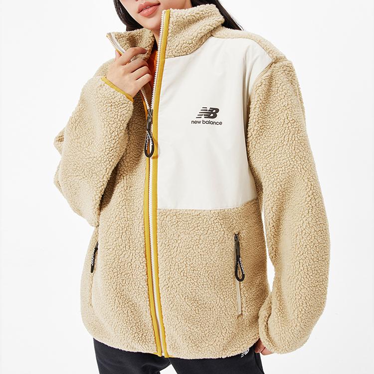 New Balance Velvet Jackets Unisex Khaki Stand Collar Moderate (Unisex) Velvet Jackets AMJ13346 DWW
