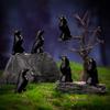 50 Pcs Mini Resin Halloween Figurines Luminous Miniature Crows Black Raven Resin Crows Figures For House Halloween Scene Decor
