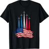 Independence Day American Flag Jet Planes Red White Blue T-Shirt