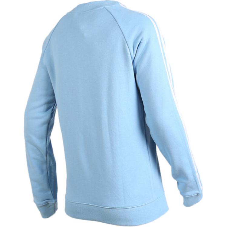 Adidas Originals Letter Logo Striped Crew Neck Warm Long Sleeve Sweatshirt Women sweatshirt Blue DH3173