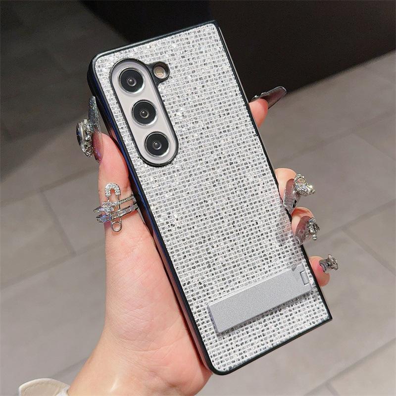 Applicable To Samsung ZFold6/5 Glitter Sequin Mobile Phone Case Xiaomi Fold3 Desktop Bracket Protective Case Matex5
