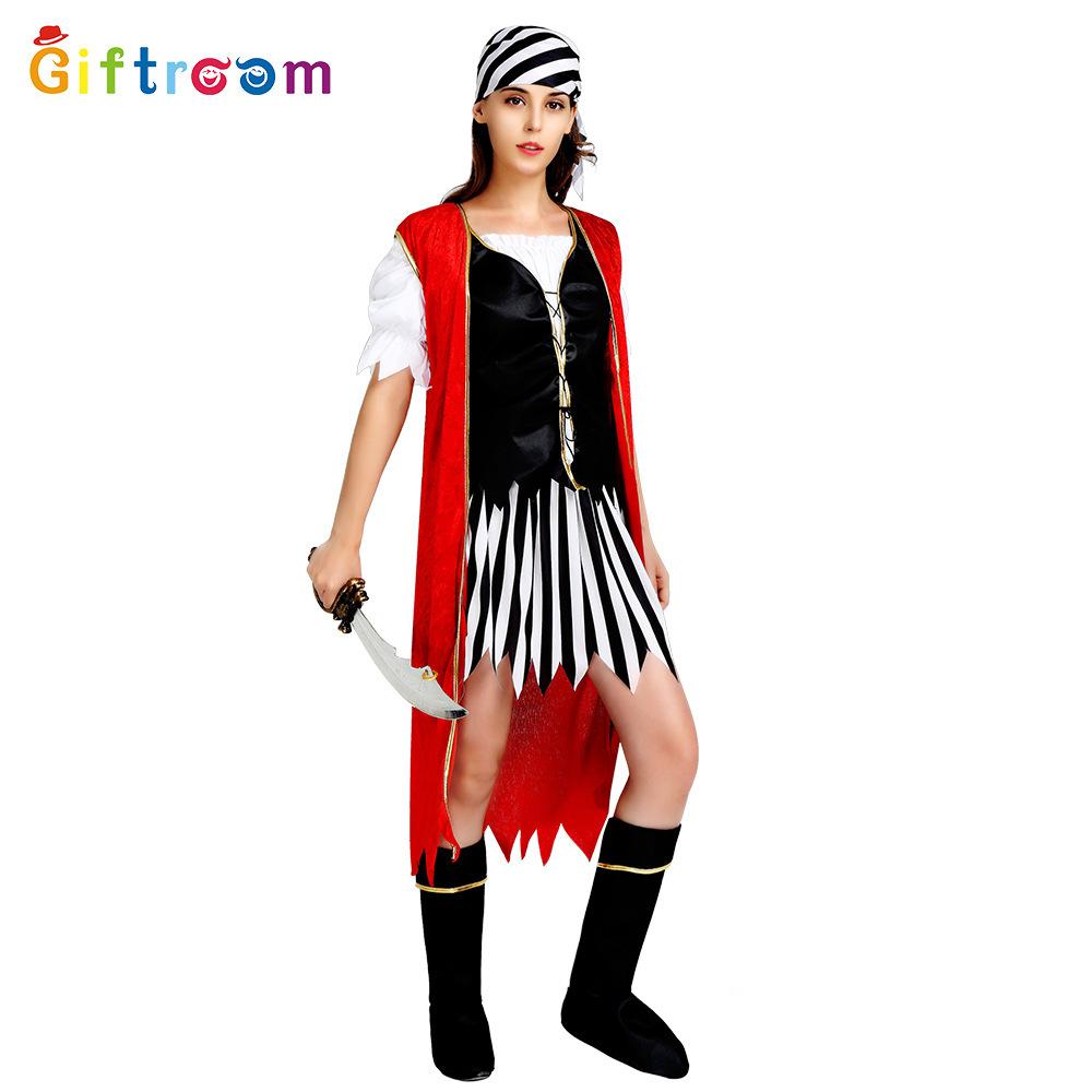 

Красный пиратский потрясающий костюм для косплея для женщин Идеально подходит для Хэллоуин-вечеринок и мероприятий