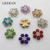 New 22mm 10pcs/lot Flower Shape Alloy Diamond button,Golden Plating, Flat Back Wedding Decorative Embellishment Jewelry