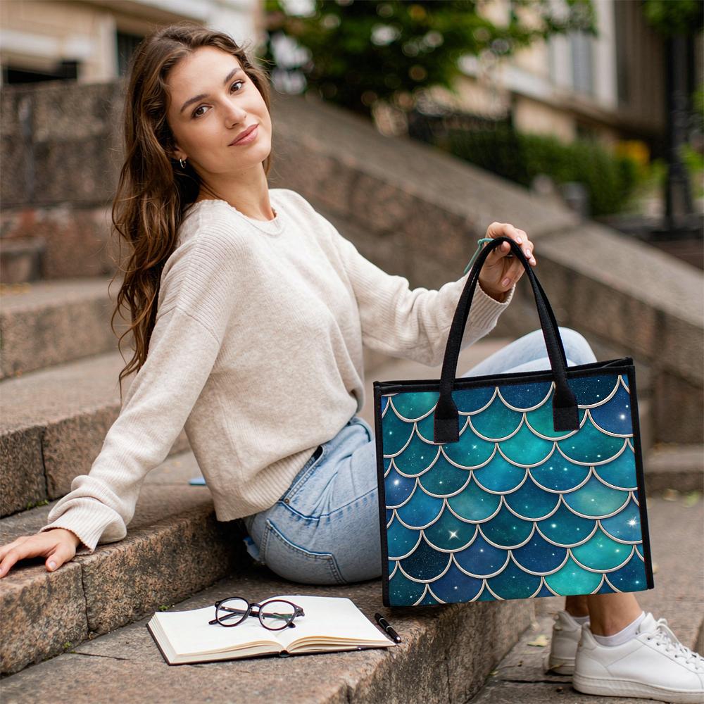 Gradient Mermaid Scale Tote Bag Stylish Portable Daily Handbag