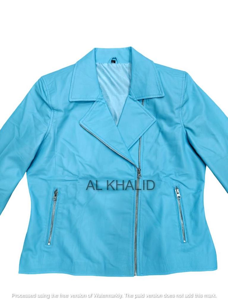 AL KHALID New Motorcycle Biker Stylish Blue Women's Handmade Real Lambskin Leather Jacket