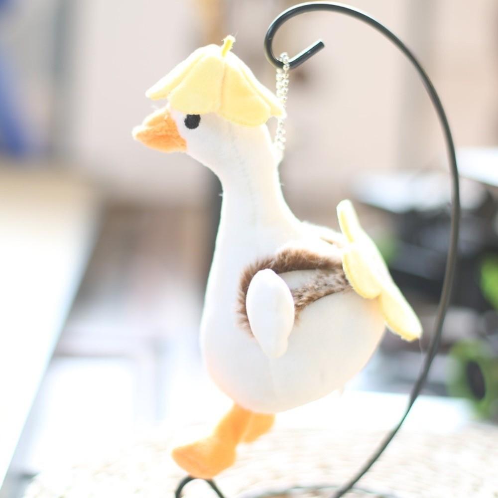 Cartoon Plush Goose Keychain Soft Big White Goose Charm Big White Goose Key Chain  Backpack Decor