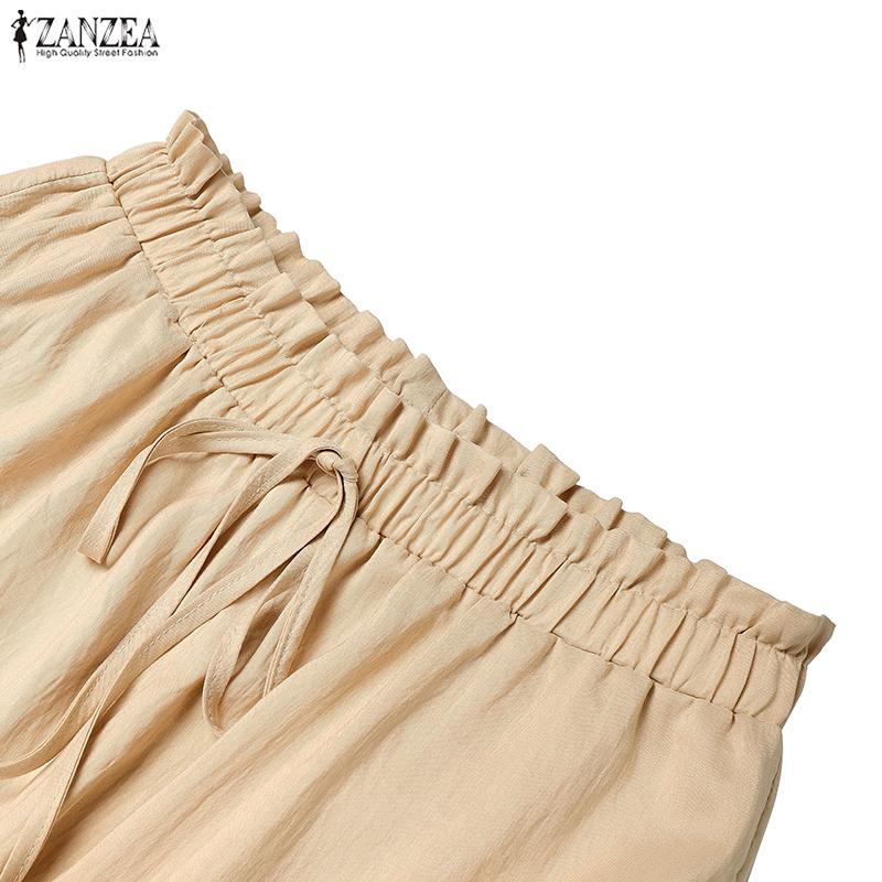 ZANZEA Women Lace Splice Loose Casual Long Pants