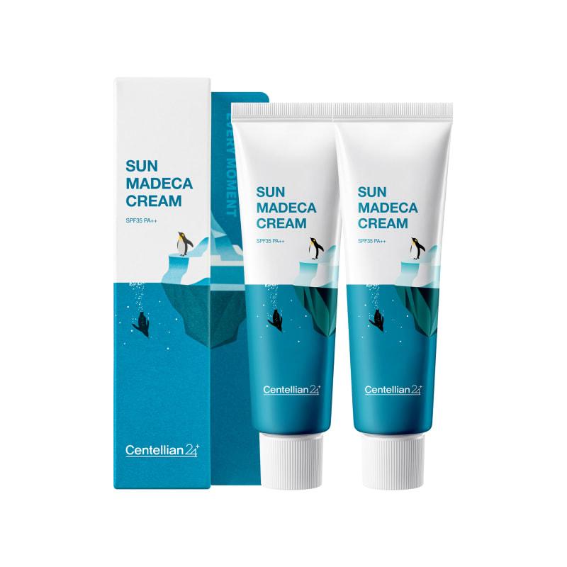 Sun Madeca Cream 50ml x 2 Cooling UV Protection Sunscreen Moisturizing Soothing Ice Techa Photoaging Centella Asiatica
