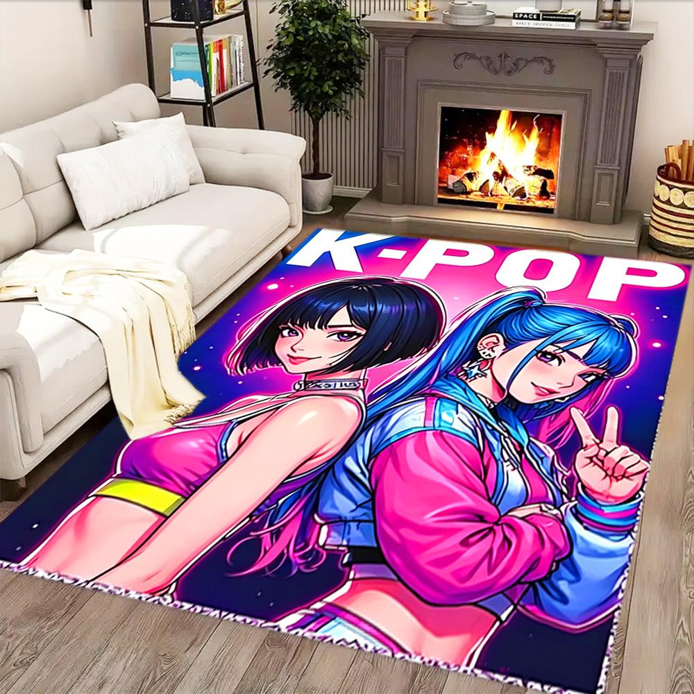 Magische Meisjes in Neonlichten vloerkleed voor woonkamers, slaapkamers, huisdecoratie en als cadeau.