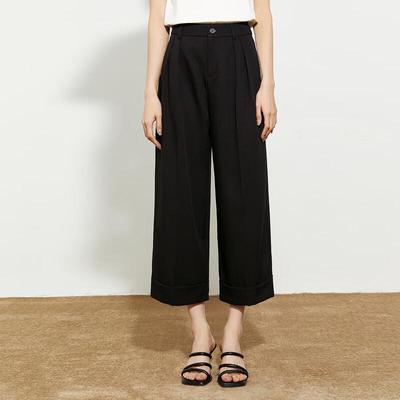 Tatu Women's High-Waist Straight Cropped Casual Pants