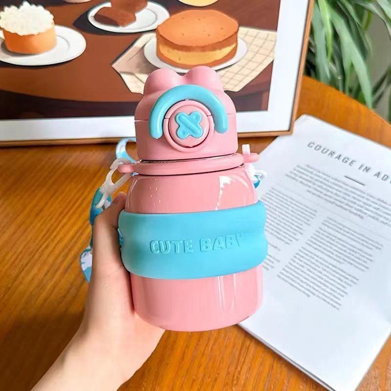 Cute Children's Thermos Cup Girl Straw Type Large Capacity 316 Stainless Steel Kettle High Value Student Water Cup