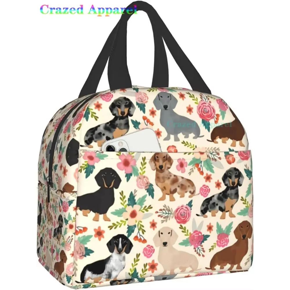 Ucsaxue Dogs I Love My Pet I Love Dachshund Lunch Bag Travel Box Work Bento Cooler Reusable Tote Picnic Boxes Insulated Bags