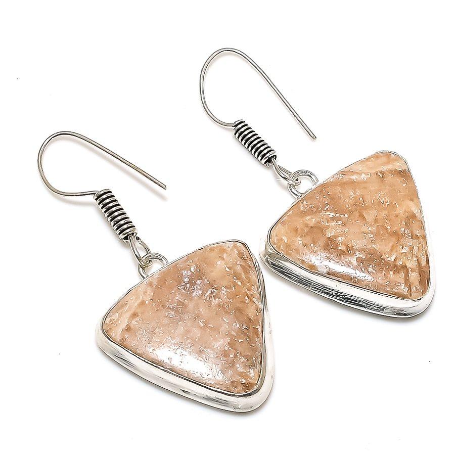 

Этнические ювелирные серьги ручной работы с коричневым амазонитом и драгоценным камнем 1,97 дюйма VM-1570