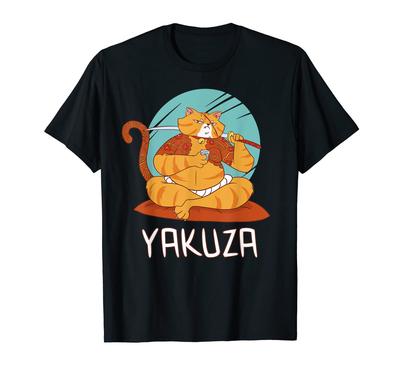 Yakuza Cat Gokudo Japanese Mafia Sword Sake Tattoo T-Shirt