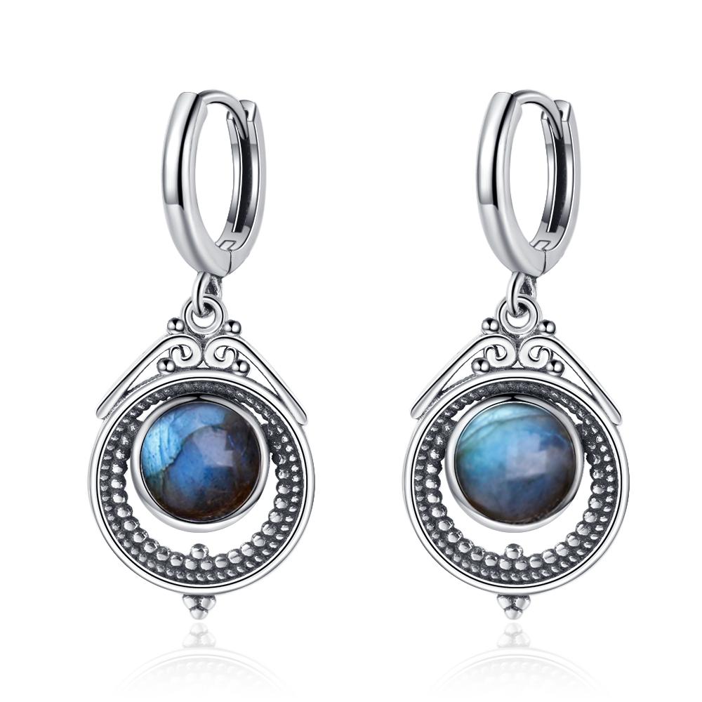 Neue Elegante Natürliche Kyanit Silber Tropfenohrringe für Damen Vintage Hochzeit Verlobung Creolen Ohrringe Geschenke