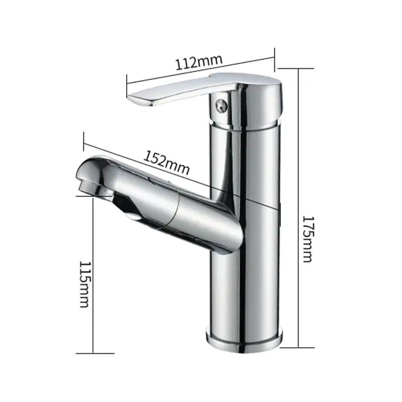 Single Handle Pull-out Bathroom Basin Faucet Hot and Cold Water Tap Countertop Installation Faucet Bathroom Accessories