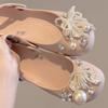 Sweet Pearl Bow Crystal Flower Women Mary Jane Clogs, Lightweight EVA Slip On Sandals Adjustable Strap Outdoor Beach Footwear