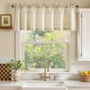Linen Blend Flat Panel Striped Curtain Kitchen Dining Living Room Short Window Treatment Rod Pocket