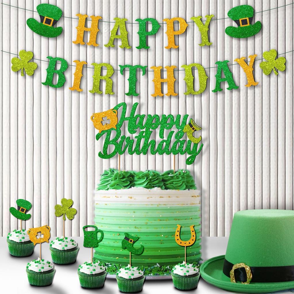 Day St Patricks Irish Festival Decor Banner Cake Topper Party Decor Supplies