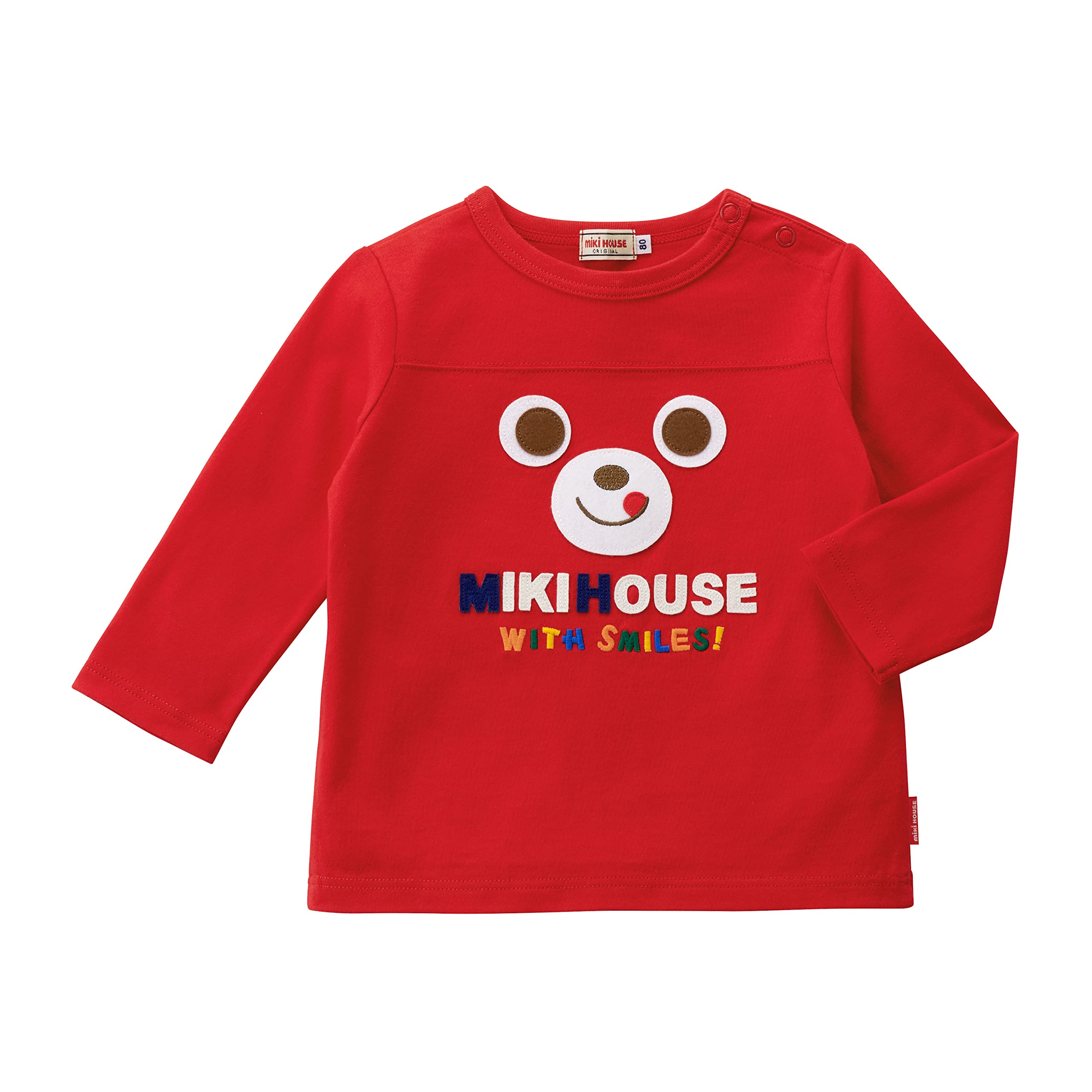 

MIKI HOUSE Long Sleeve with Boys and Size Red T-Shirt Logo, Girls, Baby, Kids, Children s Clothing, Kindergarten, School, 10-5234-579, 80cm,