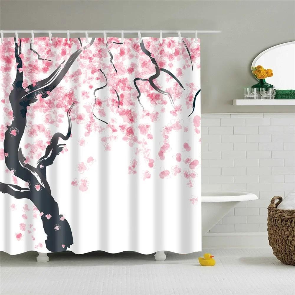 3D Tree Scenery Shower Curtains Bathroom Curtains High Quality Waterproof Polyester Bath Curtain with 12 Hooks for Home Decor