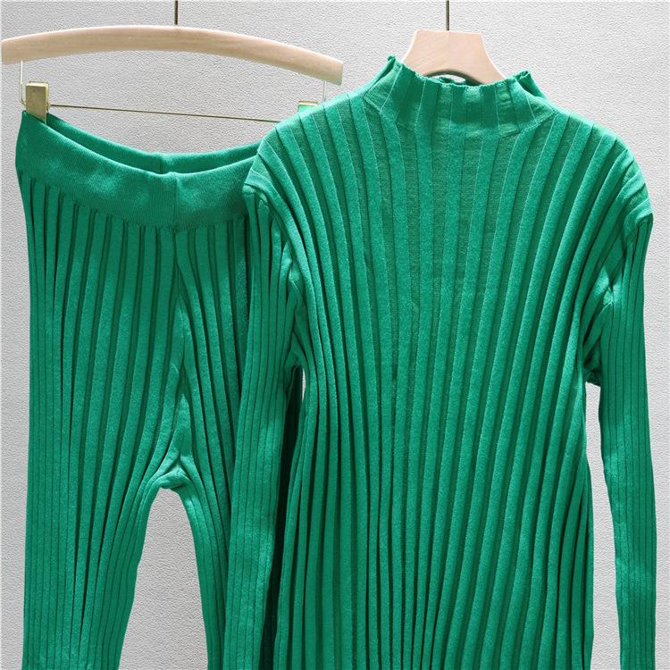 Casual Fashion Suit Women's Autumn and Winter Tight Sexy Knitted Sweater Pant Suit