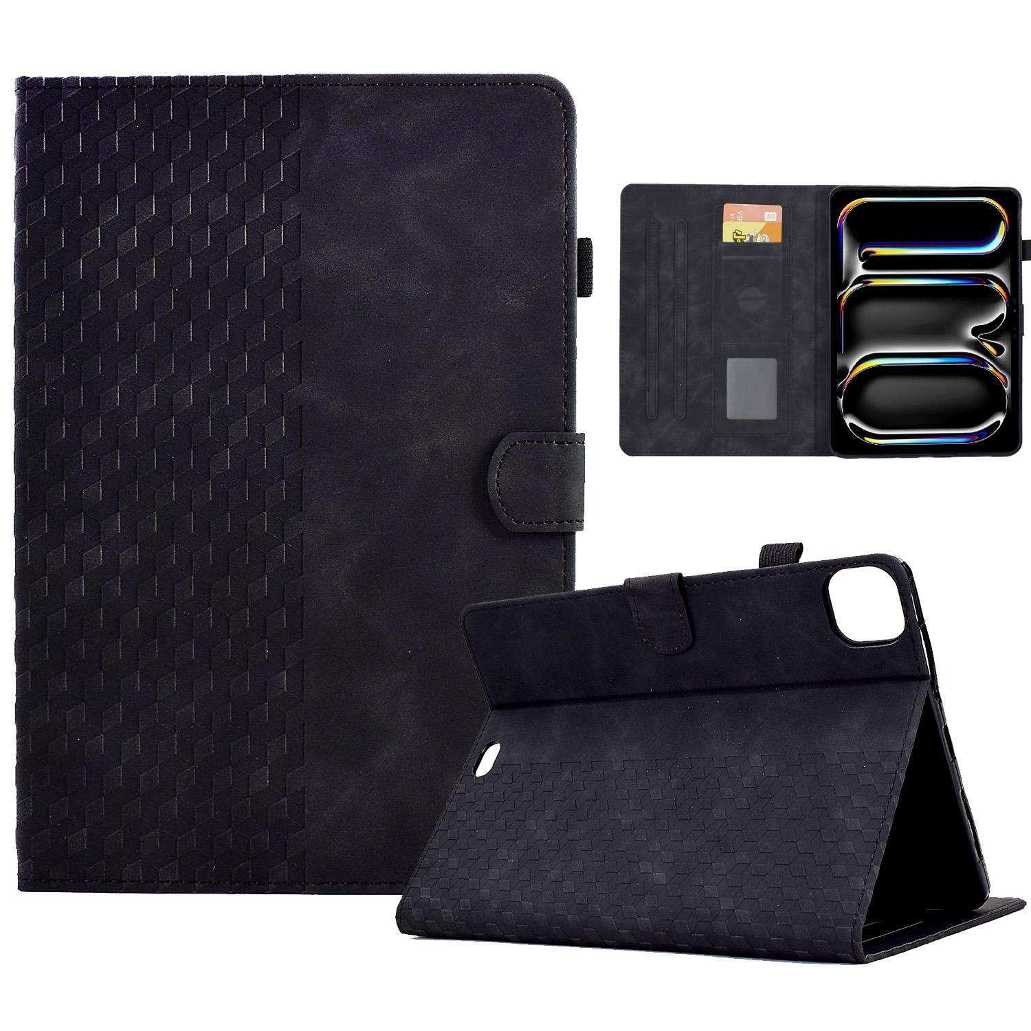 

A3 Для iPad Pro 11 (2024) Чехол Слоты для карт Кожаный чехол для планшета Блочный узор Black