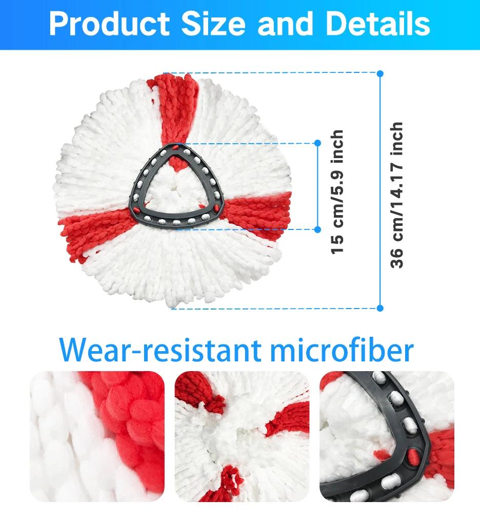 Mop Replace Heads, Mop Handle and Mop Base Replacement for Vileda/O-Cedar EasyWring 1-Tank Spin Mop System