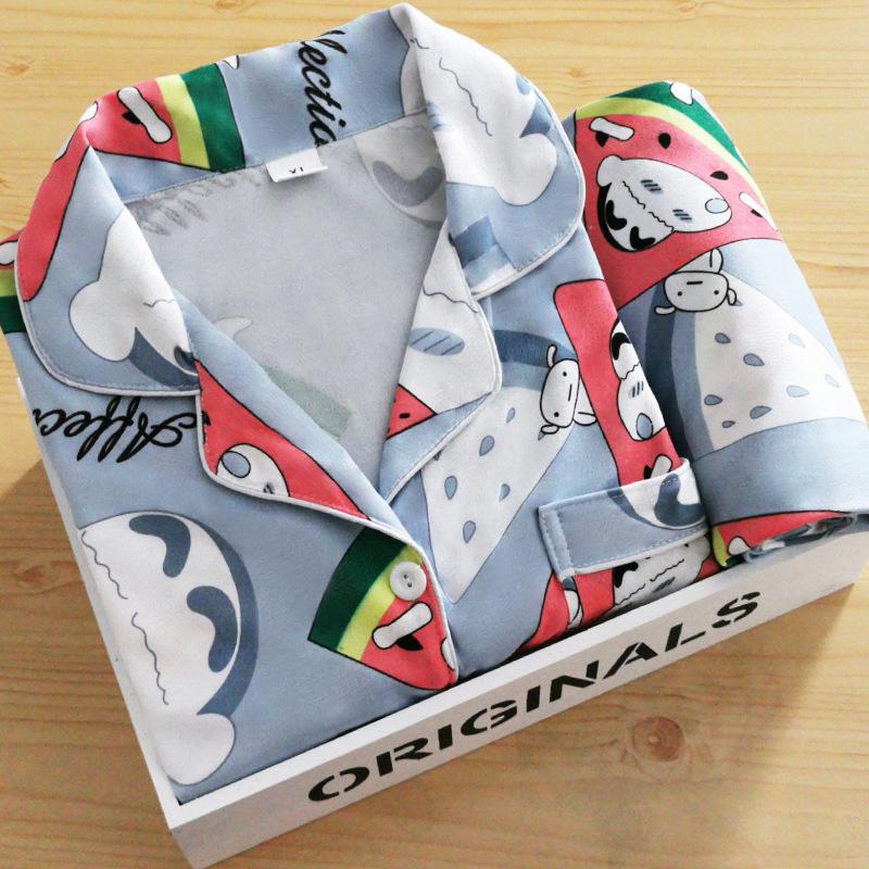 Spring and autumn thin long-sleeved pajamas women's Internet celebrity style cute rabbit cardigan loungewear loose two-piece suit women