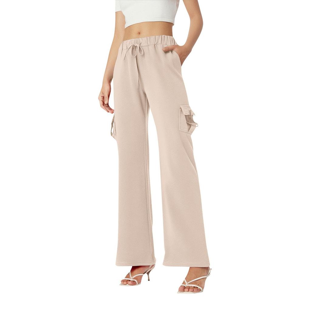 Fashion Women's Color Self Cultivation Elastic Band Pockets Pants