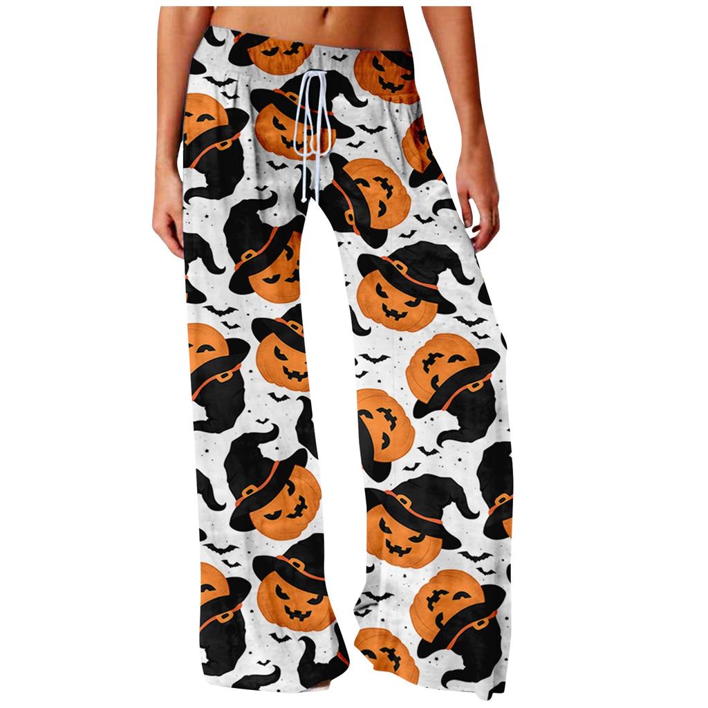 Fashion Women's Casual Fashion Halloween Printed Loose Comfortable Yoga Wide Leg Pants