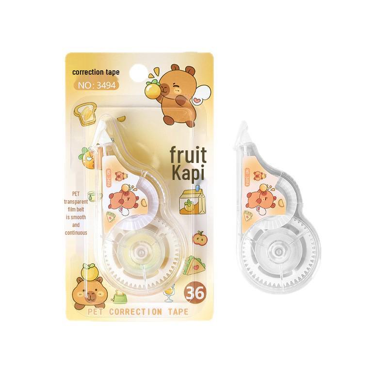 Creative Cartoon Capybara Correction Tape for Students, 6m Large Capacity, PET Transparent Film, Cute Design.