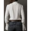 Nuova Blusa Estiva da Donna Stile Europeo Americano Patchwork di Pizzo Manica Lunga Slim Elegante Trasparente