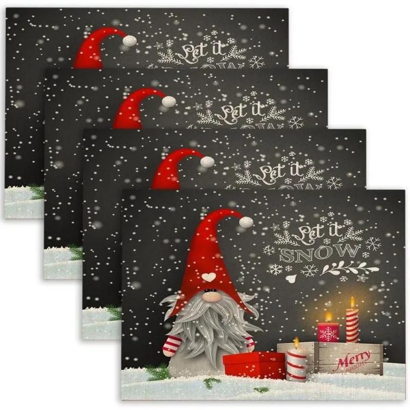 1PC Happy Thanksgiving with Falling Leaves Placemats Autumn Holiday Decoration for Dining Table