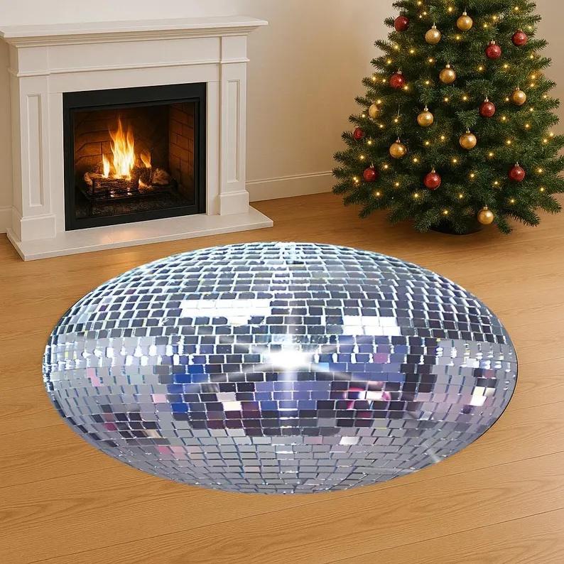 Sparkling Disco Ball Circular Carpet Dance Music Room Decoration Carpet Home Room Living Room Colorful Floor Mat Home Decoration