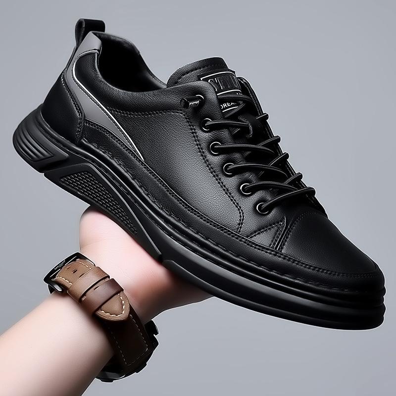 

Spring new leather little white shoes white men s casual shoes cowhide breathable green student board shoes men s shoes 44 чёрный