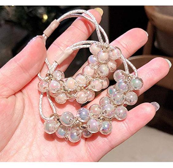 Stylish Hair Ties, Hair Accessories, Hair Ornaments, Rubber Bands, Hair Arrangements, Beaded, Pearl-Like, Popular, Cute, Stylish (Pearl-Like 3-Piece
