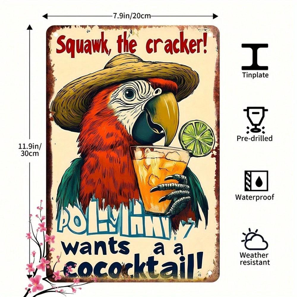 Funny Retro Parrot Metal Sign Vintage Pub Bar Decor Kitchen Cafe Wall Art