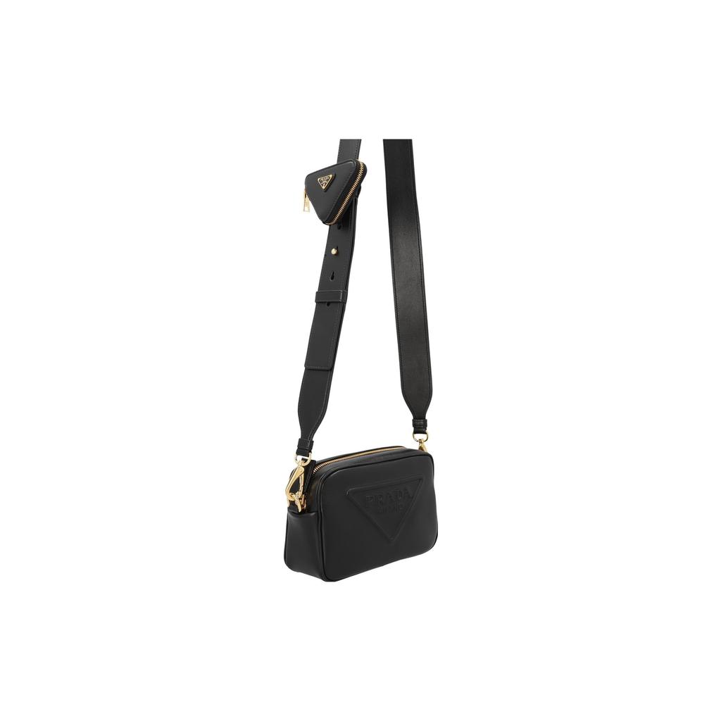 Prada Triangle Embossed Logo Adjustable Detachable Shoulder Strap Zipper Closure Calfskin Shoulder Crossbody Bag 1BH195_2BYA_F0632_V_OXO