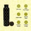 Pure Copper Water Bottle with Leakproof Protection | Ayurveda-Inspired Tamba Bottle for Yoga & Health Benefits (1L, Black Moroccan)