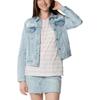 Levis Wygodna Prosta Kurtka Jeansowa z Kołnierzykiem Polo i Długim Rękawem Kurtki Damskie Niebieska 29945-0029