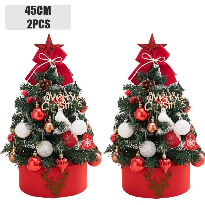 2PCS 2025 Christmas Decoration Desktop Christmas Tree Set Christmas Decoration Ornament Mini Small Christmas Tree Christmas Gift