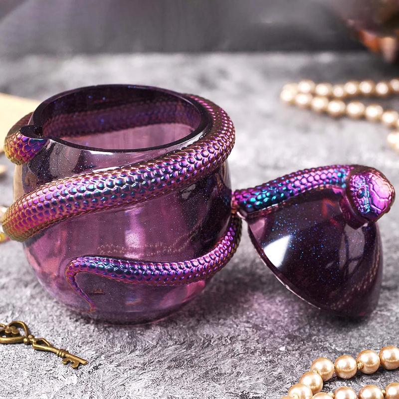 3D Schlangen-Ei Kerzenglas Silikonform DIY mit Deckel Handwerk Ornamente Herstellung Vase Gips Beton Harz Aufbewahrungsbox Gussformen