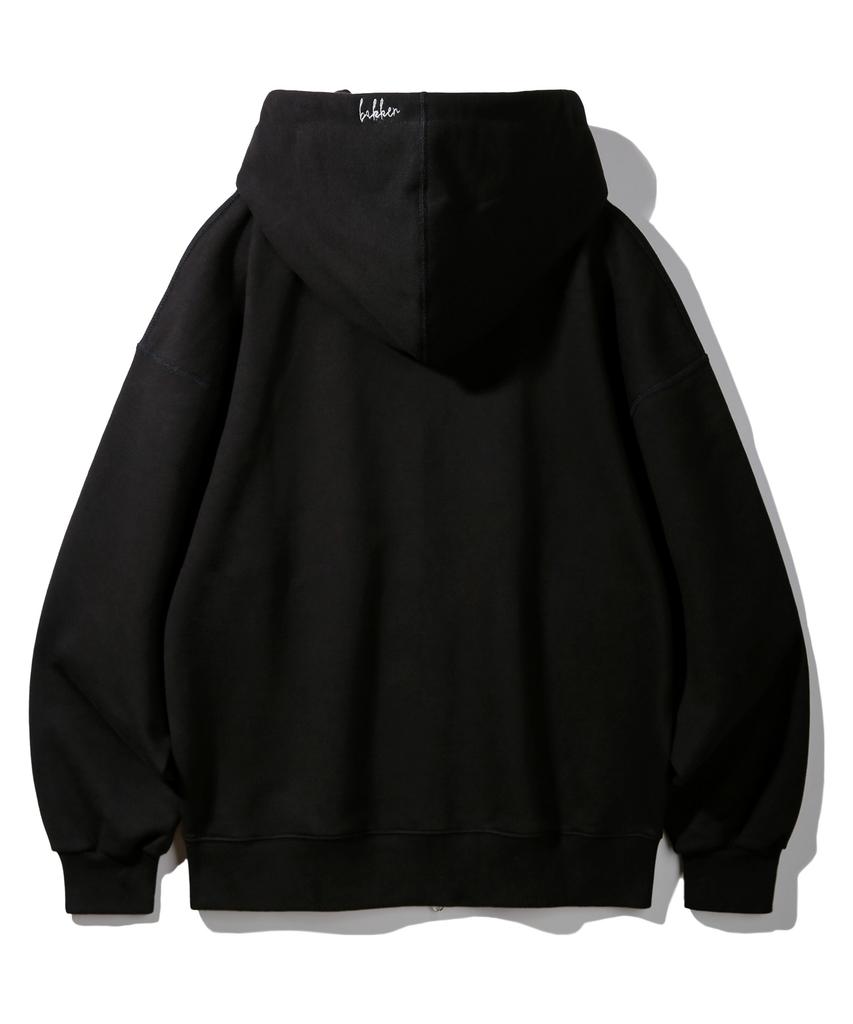Bakken Smile Embroidered Logo 2-Way Button Zip-Up Hoodie Bk7985_Black