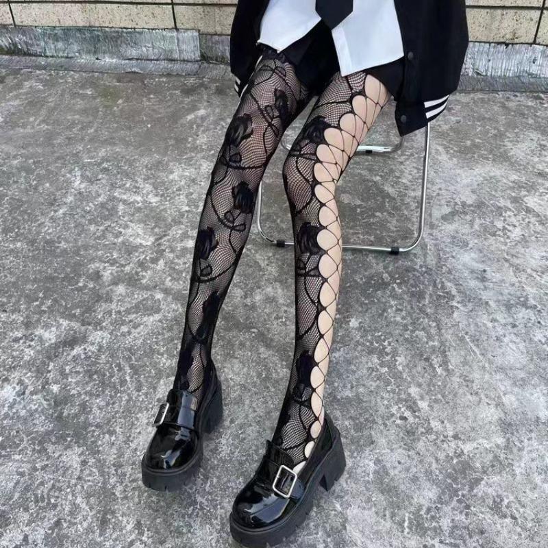 Gothic Fishnet Tights for Women Sexy Mesh Stockings Lolita Y2K Patterned Pantyhose Trendy Leggings for Alternativewear