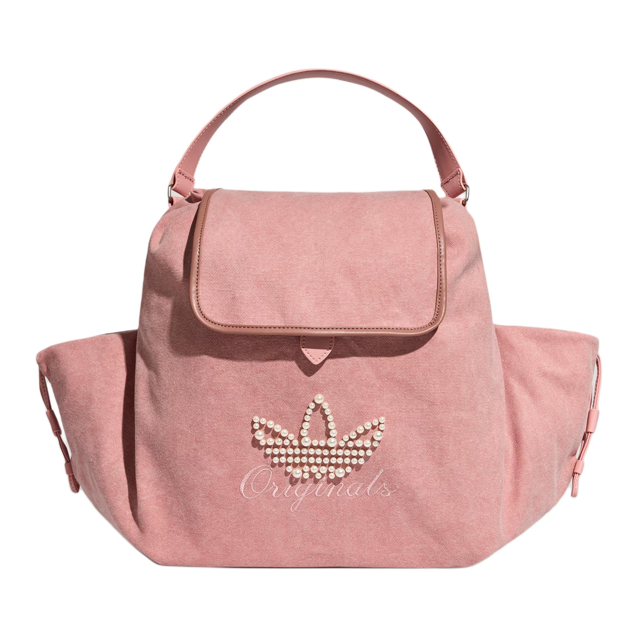 Adidas Originals 14.6L Pearl Beads Trefoil Logo Cotton Backpack Small Women Backpack Pink KW1271 Pink